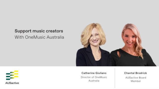 Support music creators with OneMusic Australia. AUSactive webinar video thumbnail.